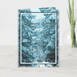 Cartão De Festividades Natal, Ano Novo, Férias - Árvores cobertas por nev