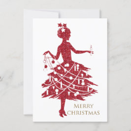 Cartão De Festividades Natal Antigo,dama antiga