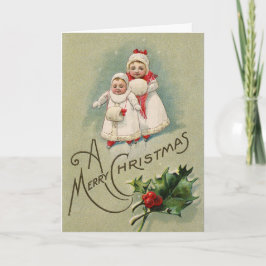 Cartão De Festividades Natal Antigo das Crianças
