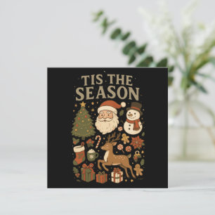 Cartão De Festividades Natal Antigo É a Temporada Retro Papai Noel