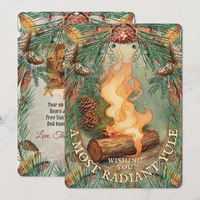 Cartão De Festividades Natal Antigo Estilo Yule Solstício de Inverno Yule (Frente/Verso)