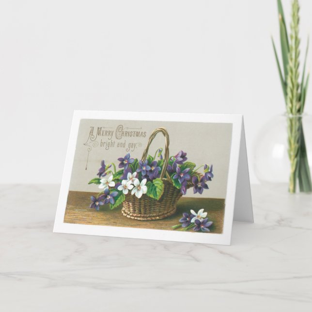 Cartão De Festividades Natal antigo, Flor (Frente)