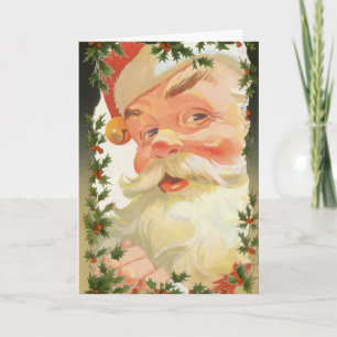 Cartão De Festividades Natal Antigo, Folhas de Azevinho Vitorianas Bagas