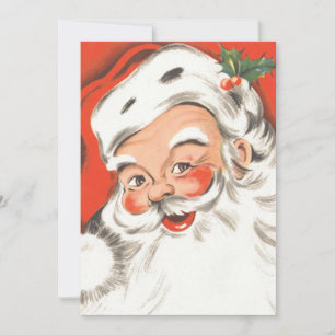 Cartão De Festividades Natal Antigo, Papai Noel Alegre com Sorriso