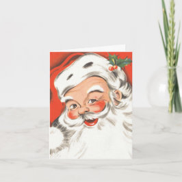 Cartão De Festividades Natal Antigo, Papai Noel Alegre com Sorriso