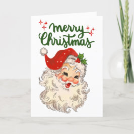 Cartão De Festividades Natal Antigo Papai Noel família feriado