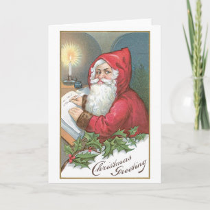 Cartão De Festividades Natal antigo, Papais noeis