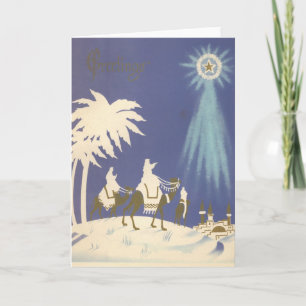 Cartão De Festividades Natal Antigo Religioso Três Reis Magos