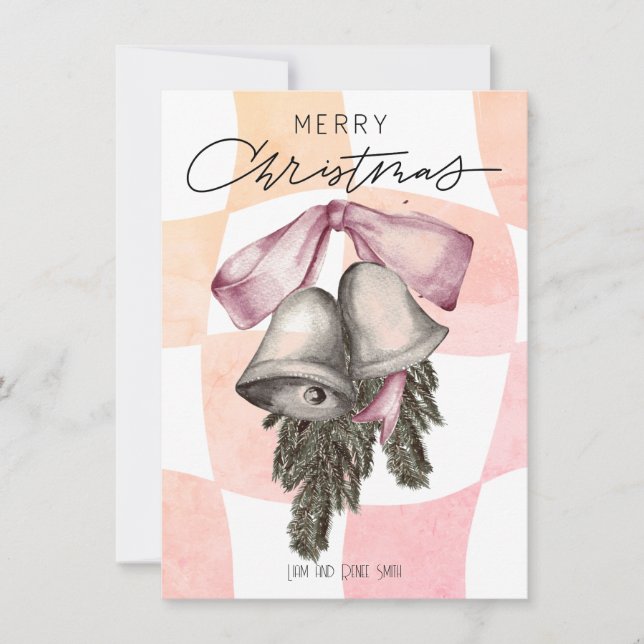 Cartão De Festividades Natal Antigo Sininhos Arcos De Natal (Frente)