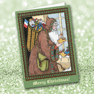 Cartão De Festividades Natal Antigo Vitoriano St Nicholas