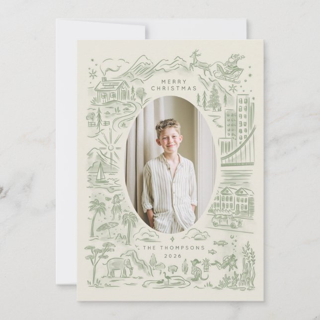 Cartão De Festividades Natal ao redor do mundo | Viajante das Festas (Frente)