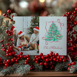 Cartão De Festividades Natal Arco Rosa Coquette