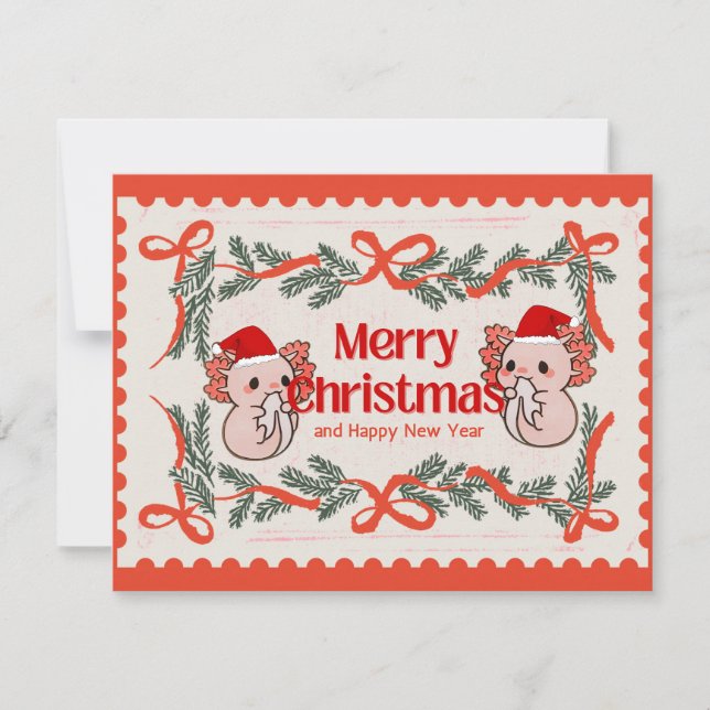 Cartão De Festividades Natal Axolotl (Frente)