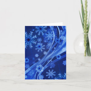 Cartão De Festividades Natal Azul Flocos de Neve de inverno