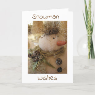 CARTÃO DE FESTIVIDADES NATAL "BEIJOS" COM SNOWMAN "DESEJES" ROMANCE