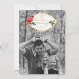 Cartão De Festividades Natal Bençãos Cardeal Holly Tree Feriado