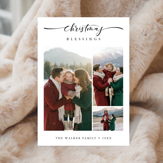 Cartão De Festividades Natal Beneficia Foto da família moderna 3 Foto (Criador carregado)