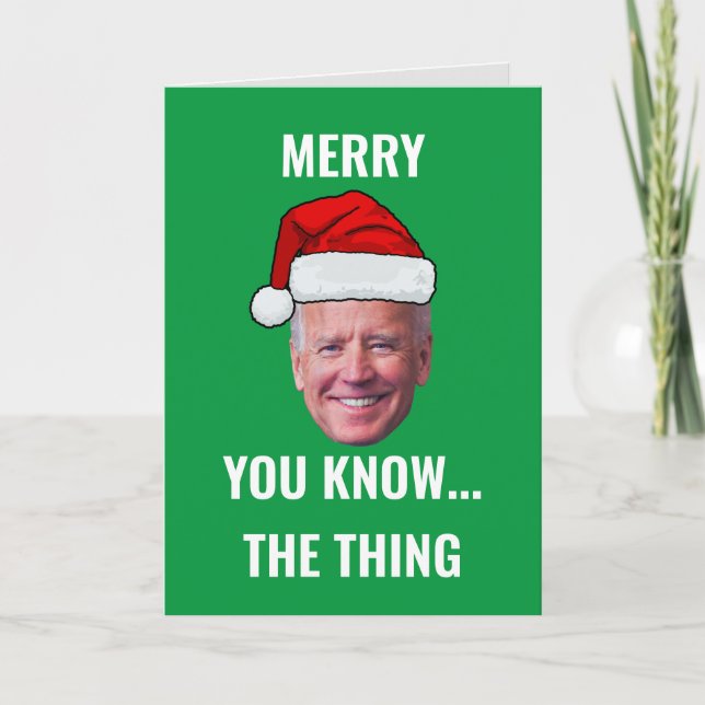 Cartão De Festividades Natal Biden 2023 Engraçado Joe Biden Confuso Xmas (Frente)