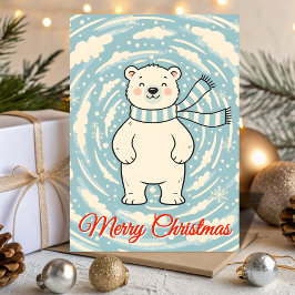 Cartão De Festividades Natal Blizzard do Urso Polar Retro