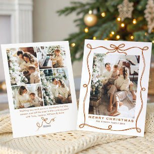 Cartão De Festividades Natal Boho Bege Funky Arco Fita 5 Foto