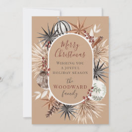 Cartão De Festividades Natal Boho Rústico Aquarela