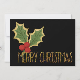 Cartão De Festividades Natal Bordado Minimalista com Frutas Vermelhas