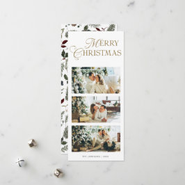 Cartão De Festividades Natal Botânico Aquarela 3 Fotos Elegante