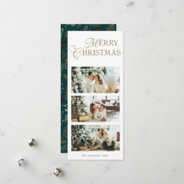 Cartão De Festividades Natal Botânico Aquarela de Foto com Estilo Verde