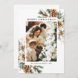 Cartão De Festividades Natal Botânico da Família Mínima Elegante