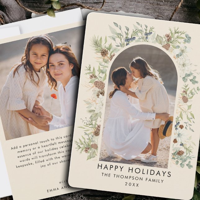 Cartão De Festividades Natal Botânico Eucalyptus Greenery Personalizado (Criador carregado)