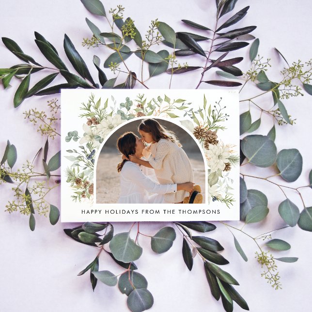 Cartão De Festividades Natal Botânico Eucalyptus Greenery Personalizado (Criador carregado)