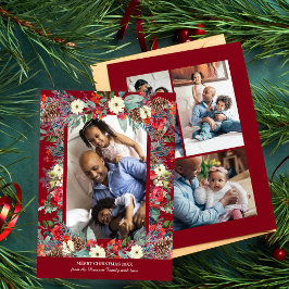 Cartão De Festividades Natal botânico multifotográfico russo