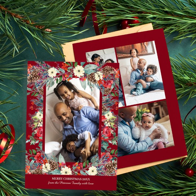 Cartão De Festividades Natal botânico multifotográfico russo (Criador carregado)