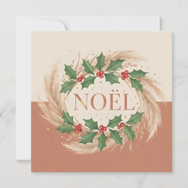 Cartão De Festividades Natal Botânico Rústico de Noel (Frente)