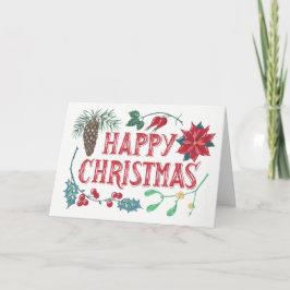 Cartão De Festividades Natal Botânico Tradicional