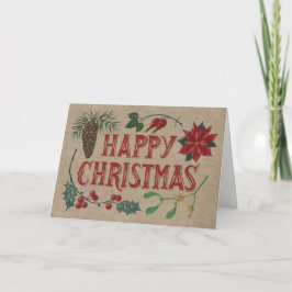 Cartão De Festividades Natal Botânico Tradicional