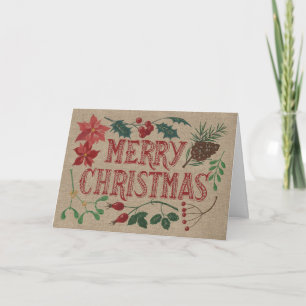 Cartão De Festividades Natal Botânico Tradicional