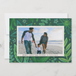 Cartão De Festividades Natal Botânico verde festivo