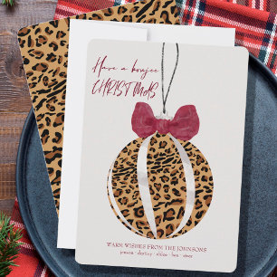 Cartão De Festividades Natal Boujee com Arco de Borgonha e Enfeite de Bol