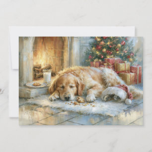 Cartão De Festividades Natal Cachorro de Fogo Golden Retriever