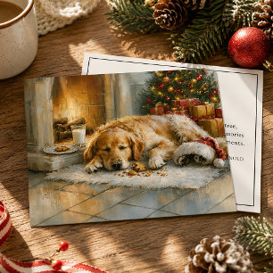 Cartão De Festividades Natal Cachorro de Fogo Golden Retriever