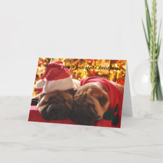 Cartão De Festividades Natal calmo de Shar Pei