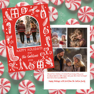 Cartão De Festividades Natal Caprichoso Arco Personalizado 4 FOTOS 