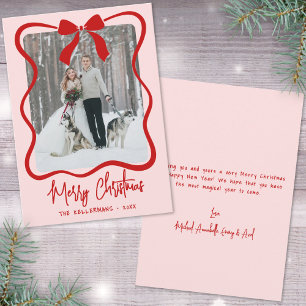 Cartão De Festividades Natal Caprichoso Rosa Desenhado à Mão