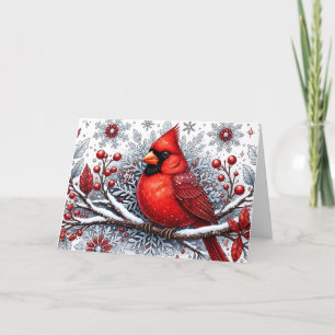 Cartão De Festividades Natal Cardinal Vermelho de Inverno
