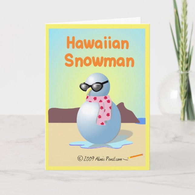 Cartão De Festividades Natal/Cartão de Férias Hawaiian Snowman (Frente)
