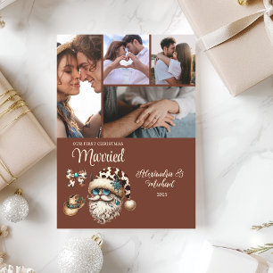 Cartão De Festividades Natal Casados pela Primeira Vez Ocidental 5 Foto