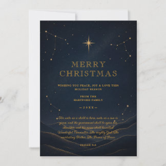 Cartão De Festividades Natal Celestial Moderno Escuro Dourado TMF26