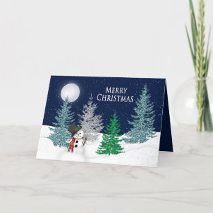Cartão De Festividades Natal - Cena de Neve Noturna e Neve
