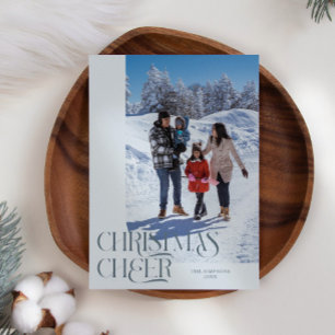 Cartão De Festividades Natal Cheer Elegant Slate Blue Foto de Natal